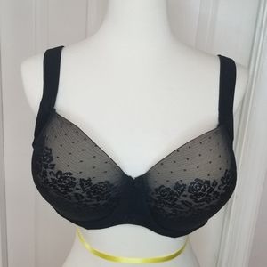 Soma Black Floral Lace Full Coverage Support Bra 40C